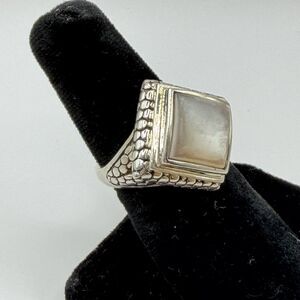 Michael Dawkins Sterling Silver Mother of Pearl Ring Size 6 925 Designer Jewelry